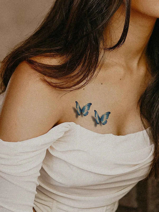 3D Blue Butterfly Tattoo Sticker