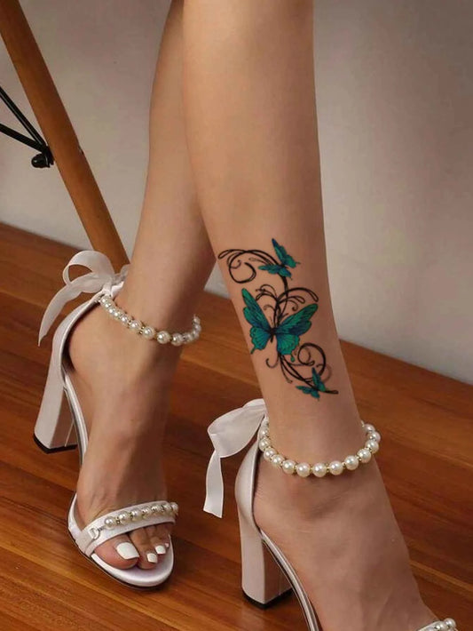 3D Blue Butterfly Tattoo Set