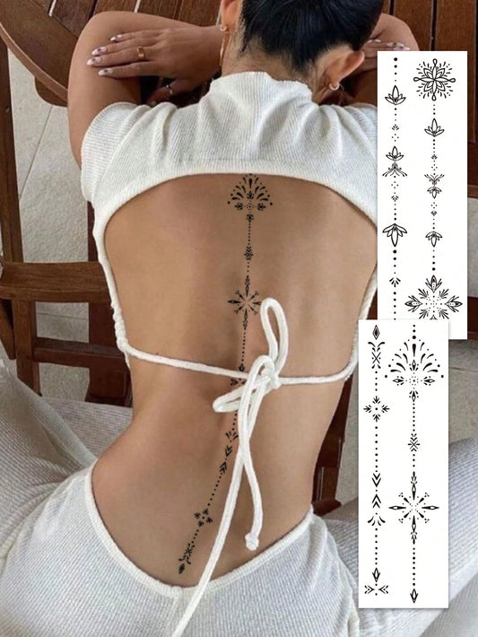 Floral Polka Dot Spine Tattoo Set