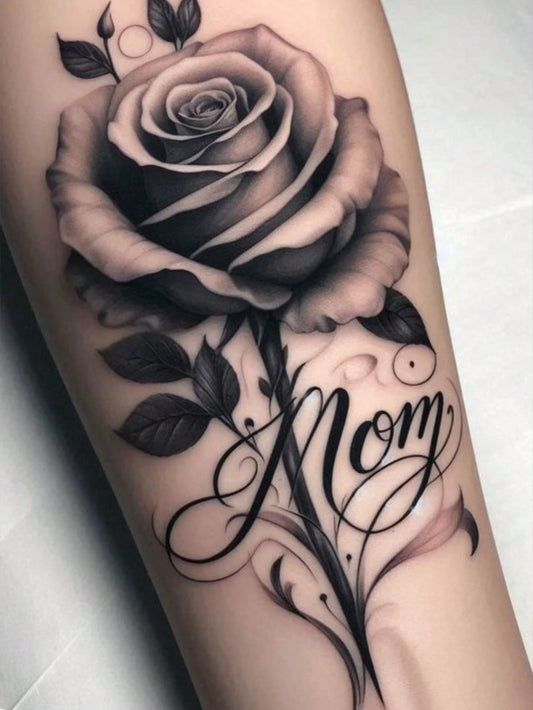 Rose Mom Text Tattoo Sticker