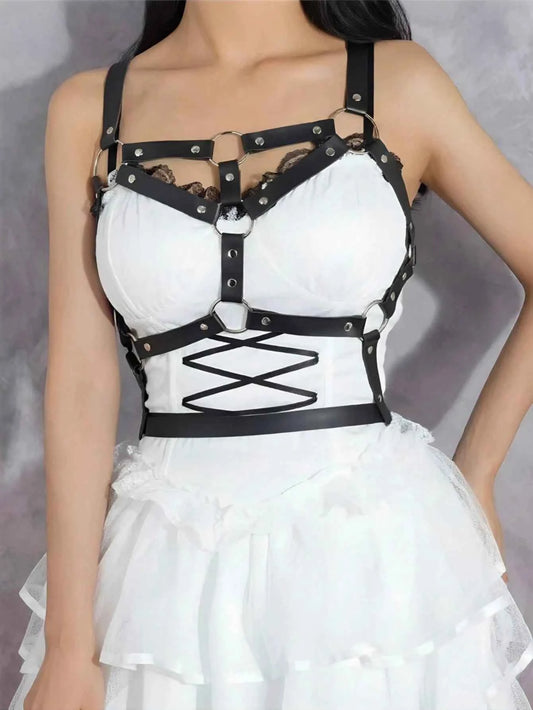 Plus Size Leather Harness Waist Belt Suspenders
