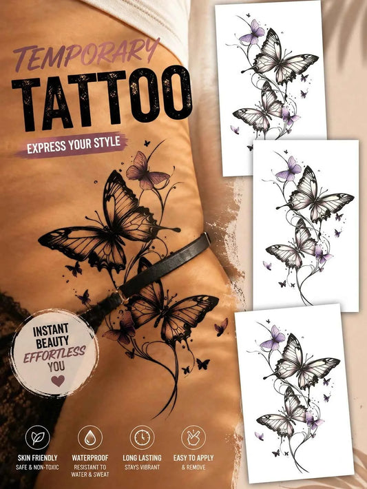 Butterfly Floral Ankle Tattoo Sticker