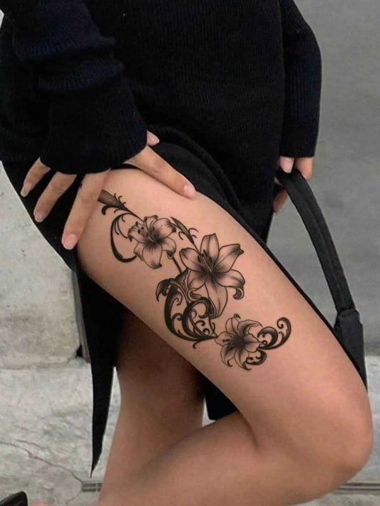 Vintage Triple Lily Tattoo Sticker