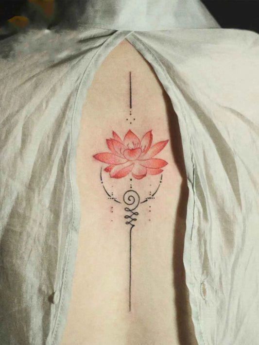 Lotus Unalome Spine Tattoo Set