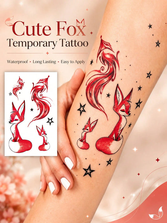 Cute Fox Star Tattoo Set