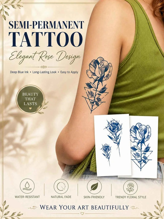 Herbal Sketched Rose Tattoo Set