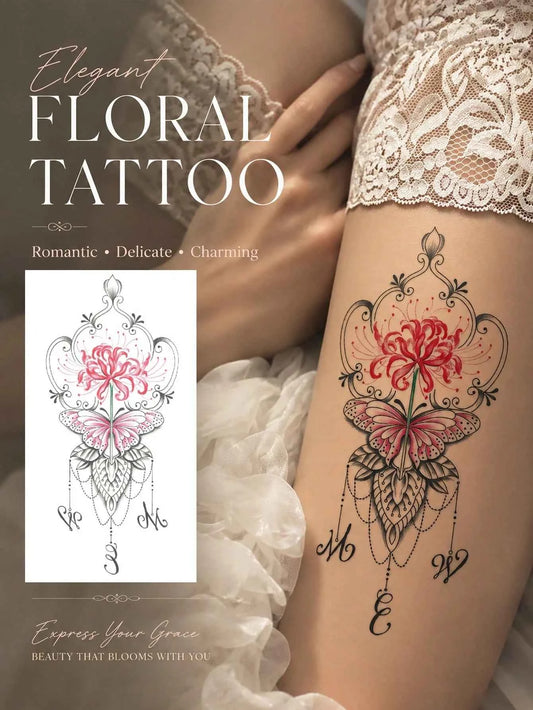 Butterfly Rose Lace Tattoo Sticker