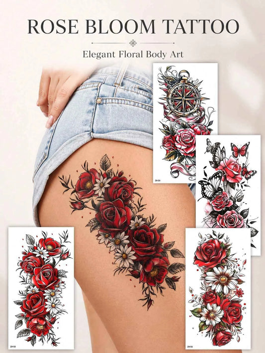 Colorful Floral Butterfly Tattoo Sticker III