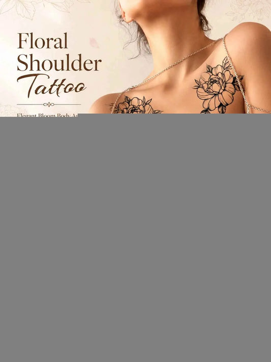 Elegant Peony Floral Shoulder Tattoo Sticker