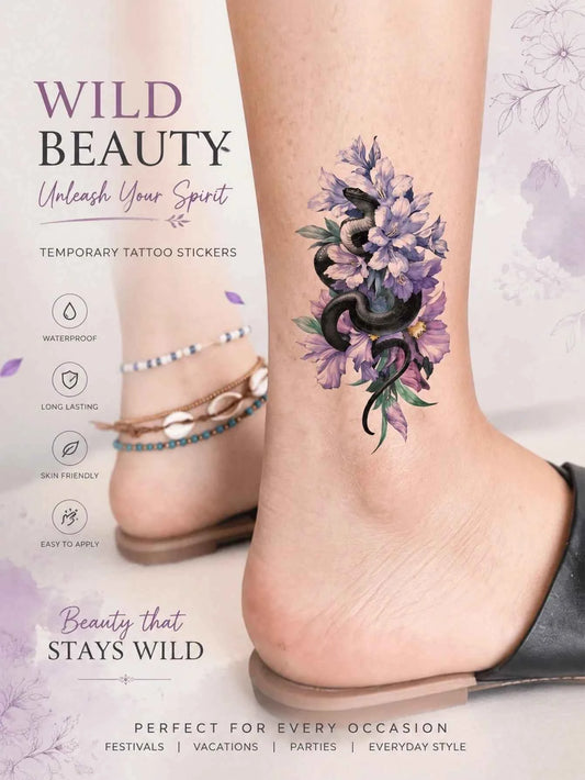 Snake Flower Botanical Tattoo Sticker