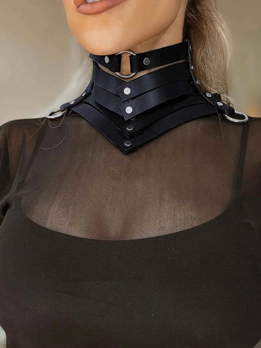 Punk Style Leather Choker Necklace