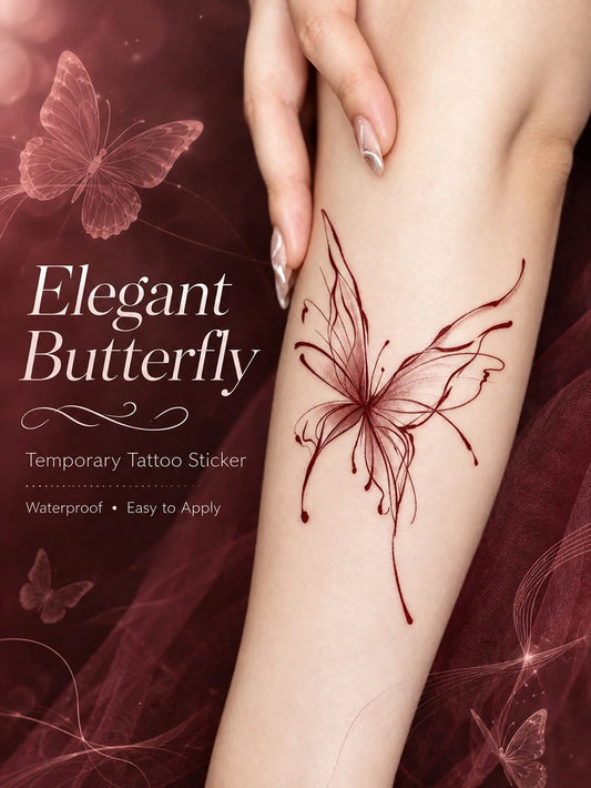 Elegant Fine Line Butterfly Tattoo Sticker
