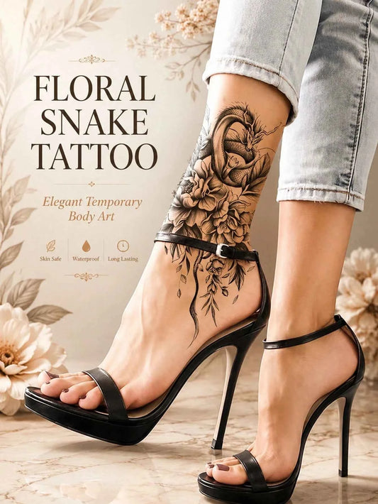 Dragon Floral Tattoo Sticker