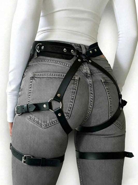 Leather Leg Garter Strap Metal Ring