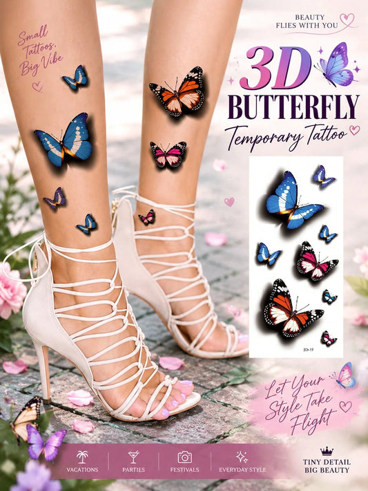 3D Butterfly Ankle Tattoo Sticker