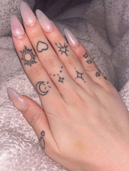 Mini Finger Sun Moon Star Tattoo Sticker