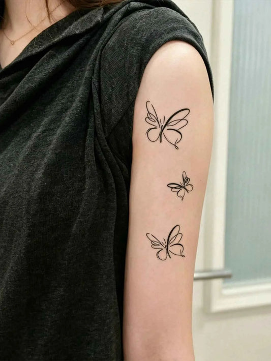 One Line Butterfly Tattoo Sticker