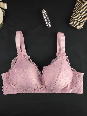 Floral Laces  Wireless Push Up Bra - ED