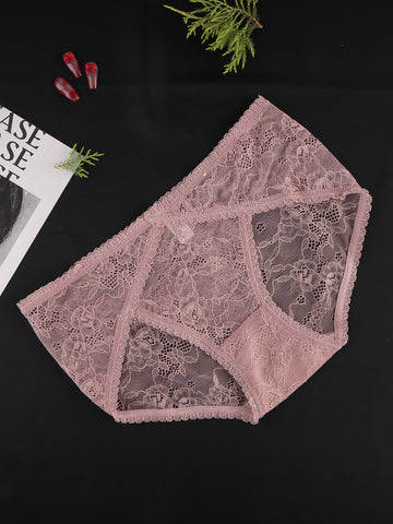 Floral Lace up Panty - Dusty Pink - ED