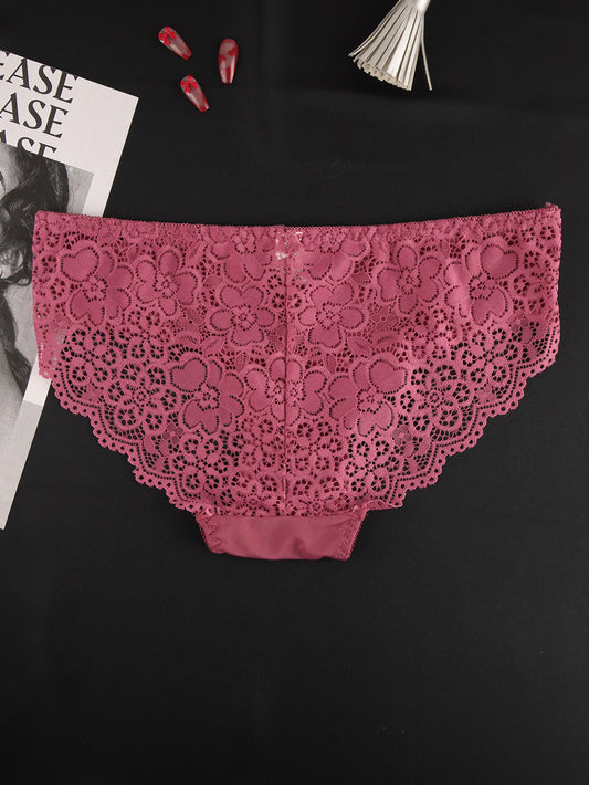 Contrast Floral Lace up Panty Plus Size - ED