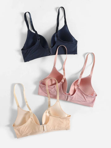 Solid Wireless Plain Bralette Bra - ED