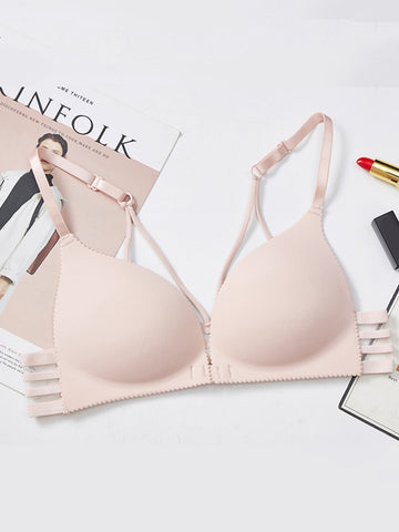 Baby Pink Front Closure Wireless Bralette - ED