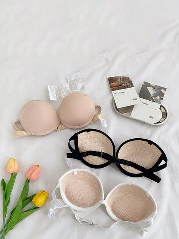 Gathered Anti-Slip Strapless Bra - ED