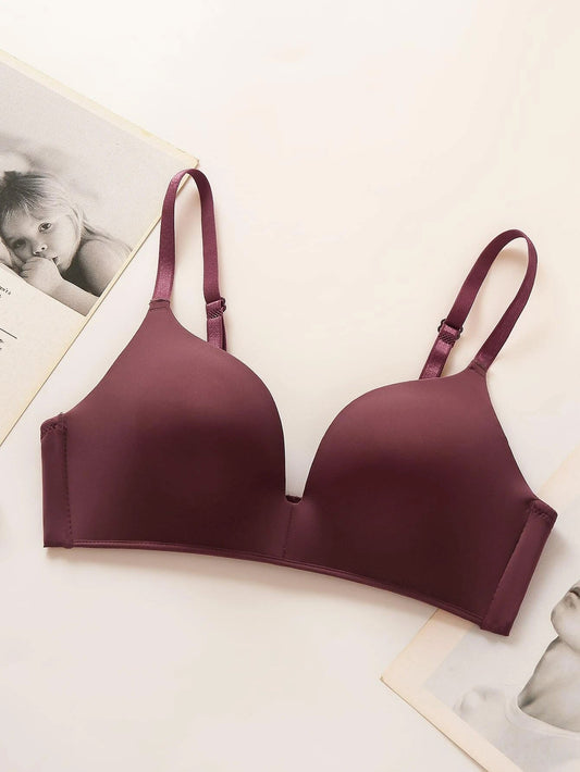 Solid Wireless Plain Bralette Bra - ED