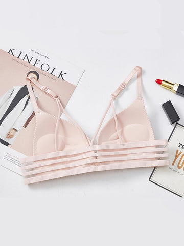 Baby Pink Front Closure Wireless Bralette - ED