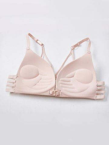 Baby Pink Front Closure Wireless Bralette - ED