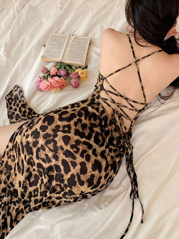 Mesh Leopard Print Long Nightie - TFI Lingerie Pakistan - Image 5