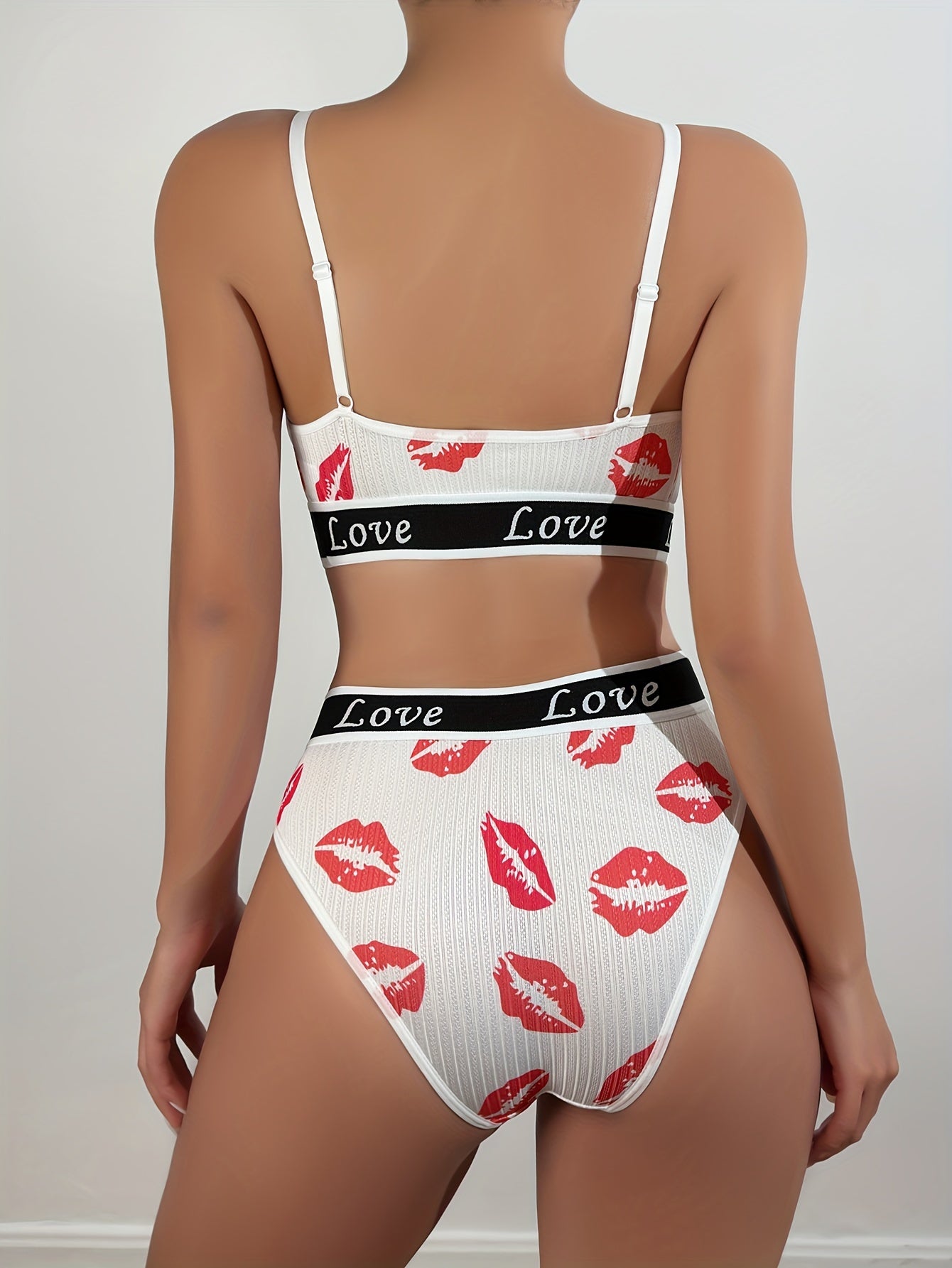 Love Pattern Push Up Lingerie Set - ED - TFI Lingerie