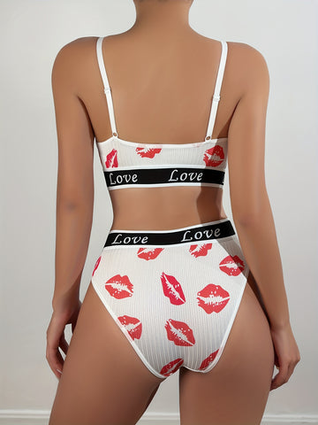 Love Pattern Push Up Lingerie Set - ED - TFI Lingerie