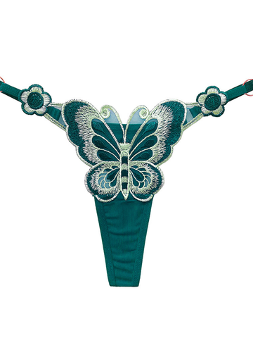 Butterfly Embroidery Low Waist Thong Panty