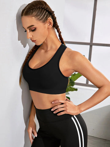 Yoga High Support Neck Cut Out Back Sports Bra  - ED