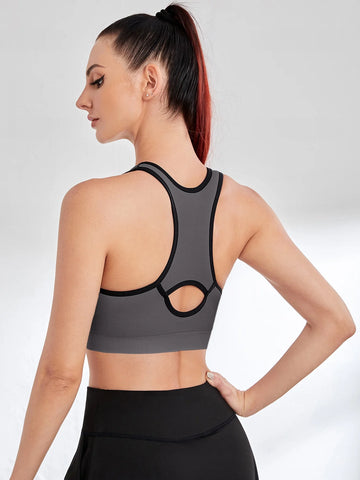 Yoga High Support Neck Cut Out Back Sports Bra  - ED