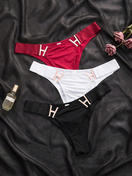 3-Pack Solid Metal Decoration Panty