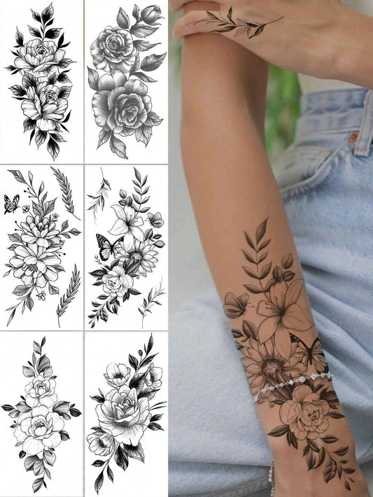 Half Sleeve Floral Tattoo Set