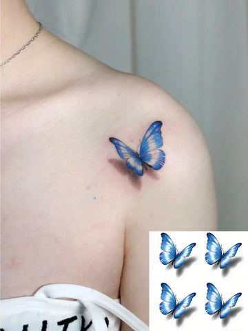 3D Blue Butterfly Tattoo Sticker