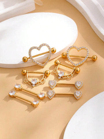 Heart Circle Nipple Rings Set