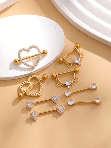 Heart Circle Nipple Rings Set