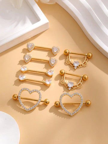 Heart Circle Nipple Rings Set