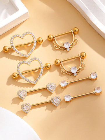 Heart Circle Nipple Rings Set