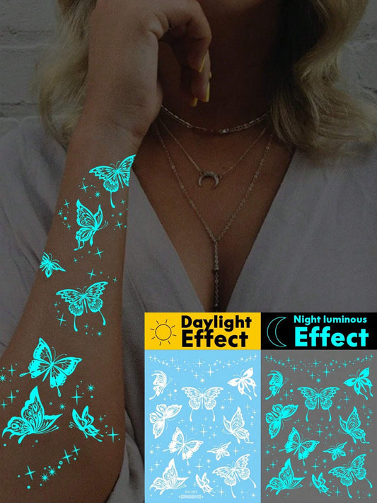 Glow-in-Dark Butterfly Starlight Tattoo Sticker