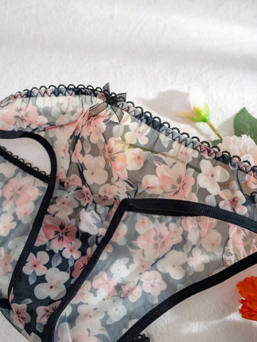 3pcs Basics Women's Floral Printed Triangle Panties