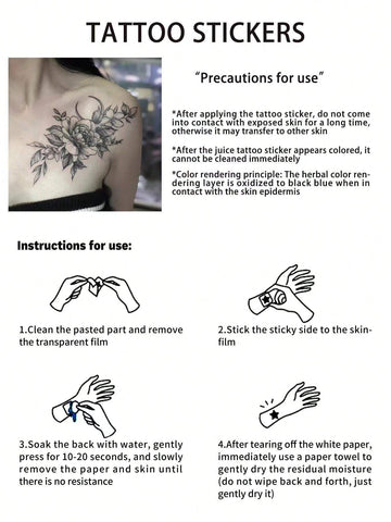 Elegant Flower Butterfly Love Tattoo Sticker