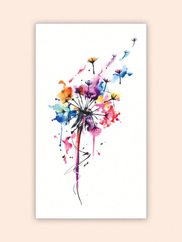 Watercolor Dandelion Tattoo Sticker
