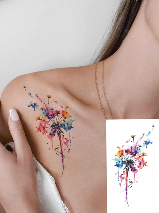 Watercolor Dandelion Tattoo Sticker