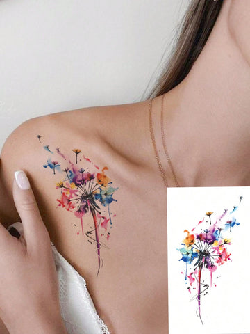 Watercolor Dandelion Tattoo Sticker