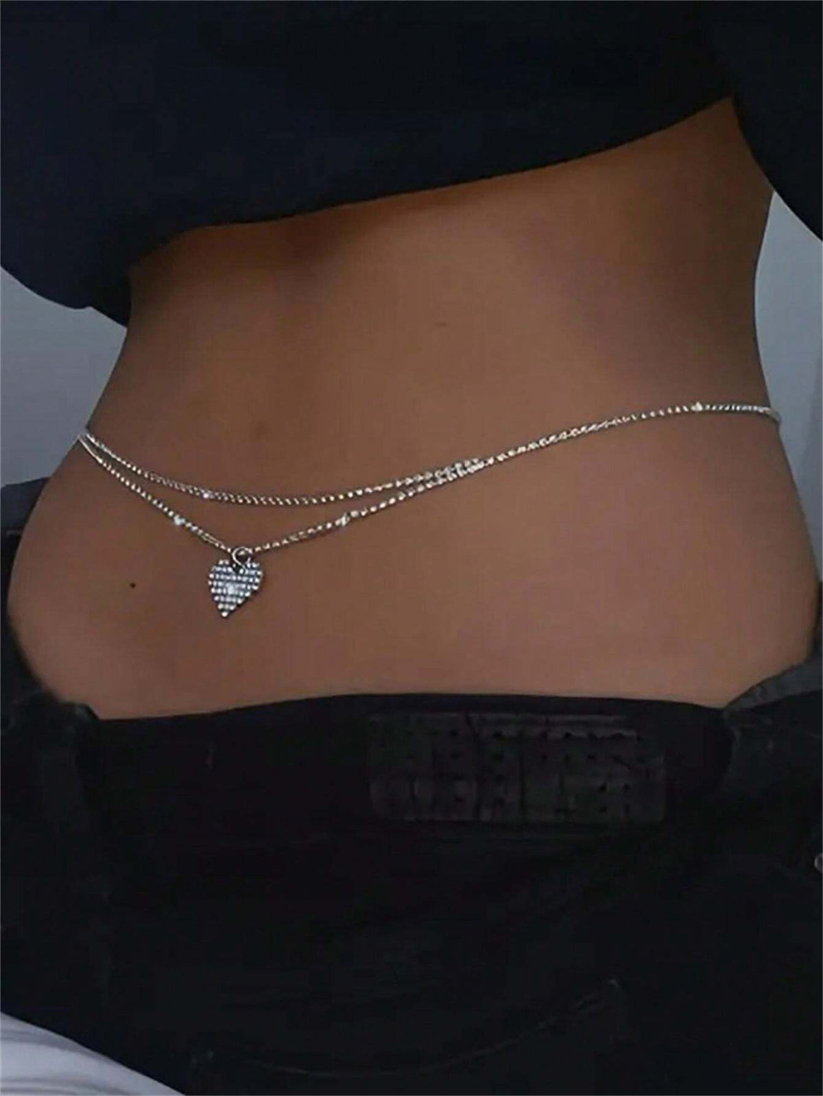Heart Rhinestone Waist Chain